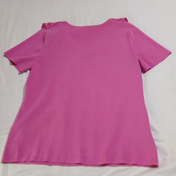 Cable & Gauge Size Large Pink Women's Scoop Neck Top with Ruffle Detail - Picture 5 of 12